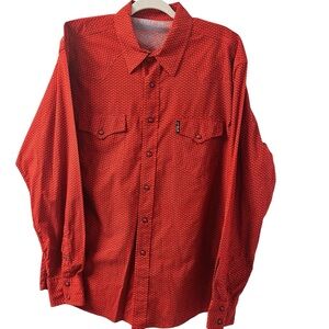 Cinch Modern Fit Western Snap Front Red Print Shirt L
